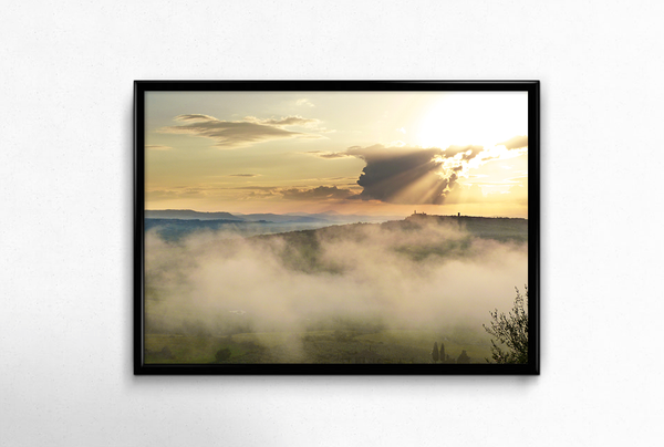 „Sonne und Nebel nach dem Gewitter – Pienza/Toscana“